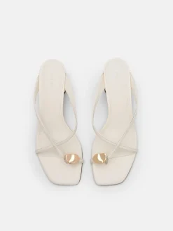 Alexis Leather Block Heel Sandals - Chalk