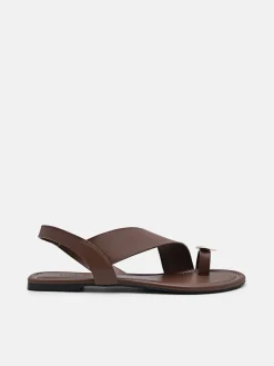 Alexis Leather Slingback Sandals - Dark Brown