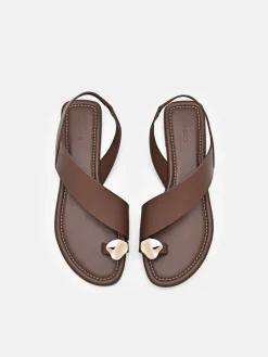 Alexis Leather Slingback Sandals - Dark Brown