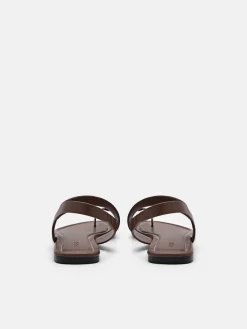 Alexis Leather Slingback Sandals - Dark Brown