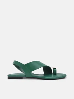 Alexis Leather Slingback Sandals - Dark Green