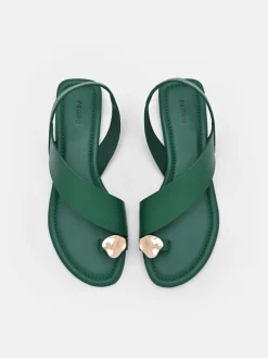 Alexis Leather Slingback Sandals - Dark Green