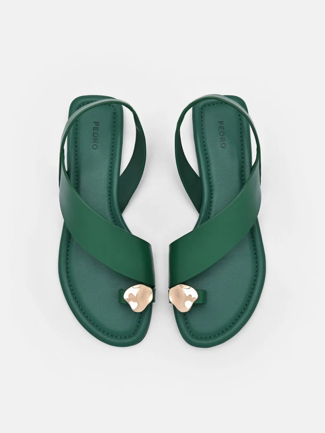 Alexis Leather Slingback Sandals - Dark Green