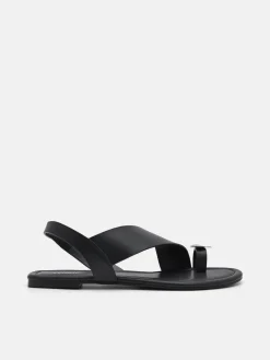 Alexis Leather Slingback Sandals - Black