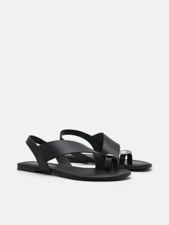 Alexis Leather Slingback Sandals - Black