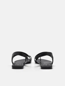 Alexis Leather Slingback Sandals - Black