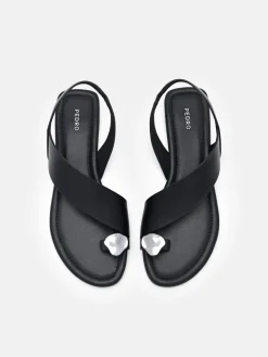 Alexis Leather Slingback Sandals - Black