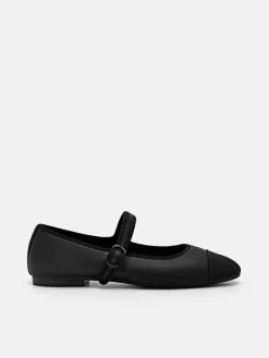 Alina Leather Ballerina Flats - Black