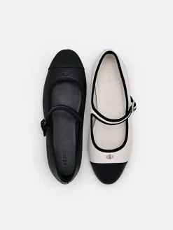 Alina Leather Ballerina Flats - Black