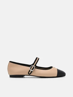 Alina Leather Ballerina Flats - Nude