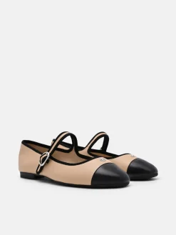 Alina Leather Ballerina Flats - Nude