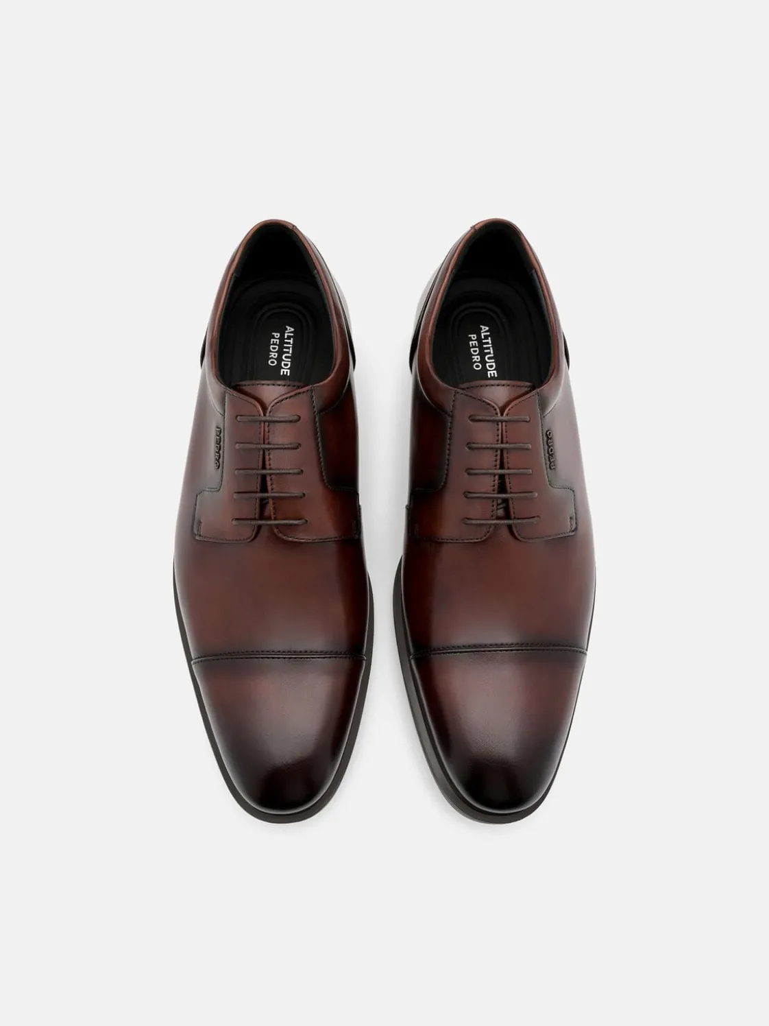 Altitude Lightweight Leather Derby Shoes - Brown Burnish