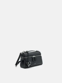 Alyssa Leather Shoulder Bag - Black