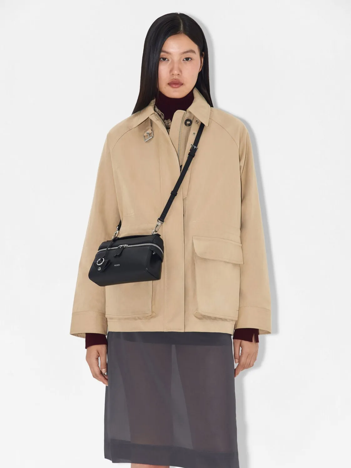 Alyssa Leather Shoulder Bag - Black