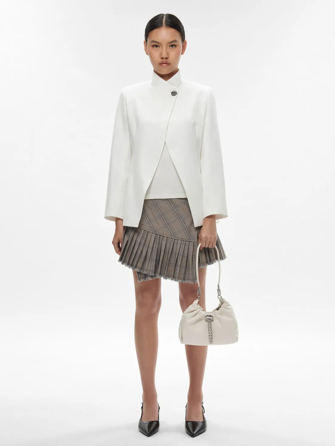 Ania Ruched Shoulder Bag - Chalk