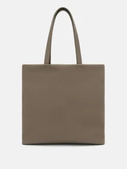 Asher Leather Tote Bag - Dark Taupe