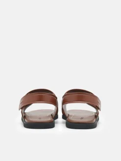 Backstrap Velcro Sandals - Brown