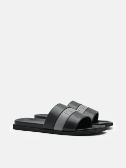 Banded Slide Sandals - Black