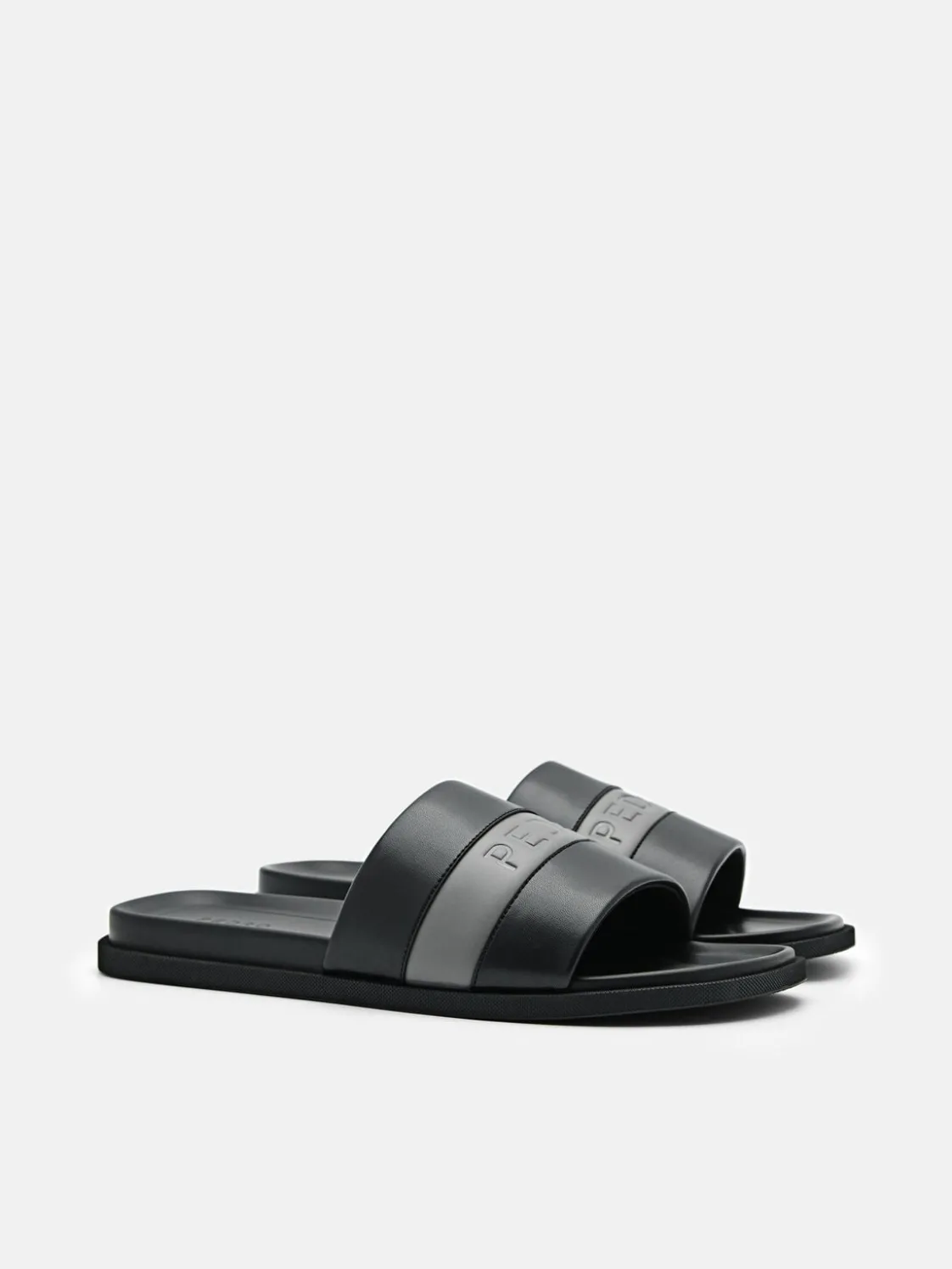Banded Slide Sandals - Black