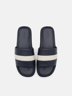 Banded Slide Sandals - Navy