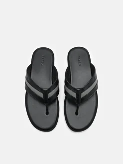 Banded Thong Sandals - Black