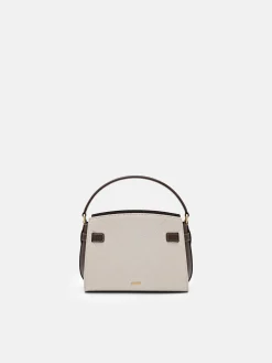 Belted Canvas Handbag - Dark Brown Canvas