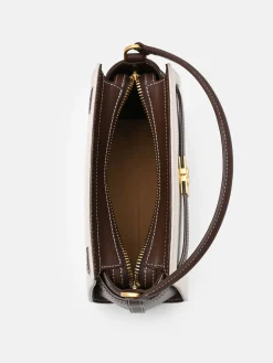 Belted Canvas Handbag - Dark Brown Canvas