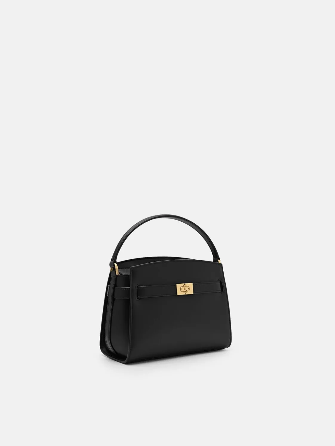 Belted Leather Handbag - Black