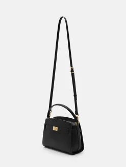 Belted Leather Handbag - Black