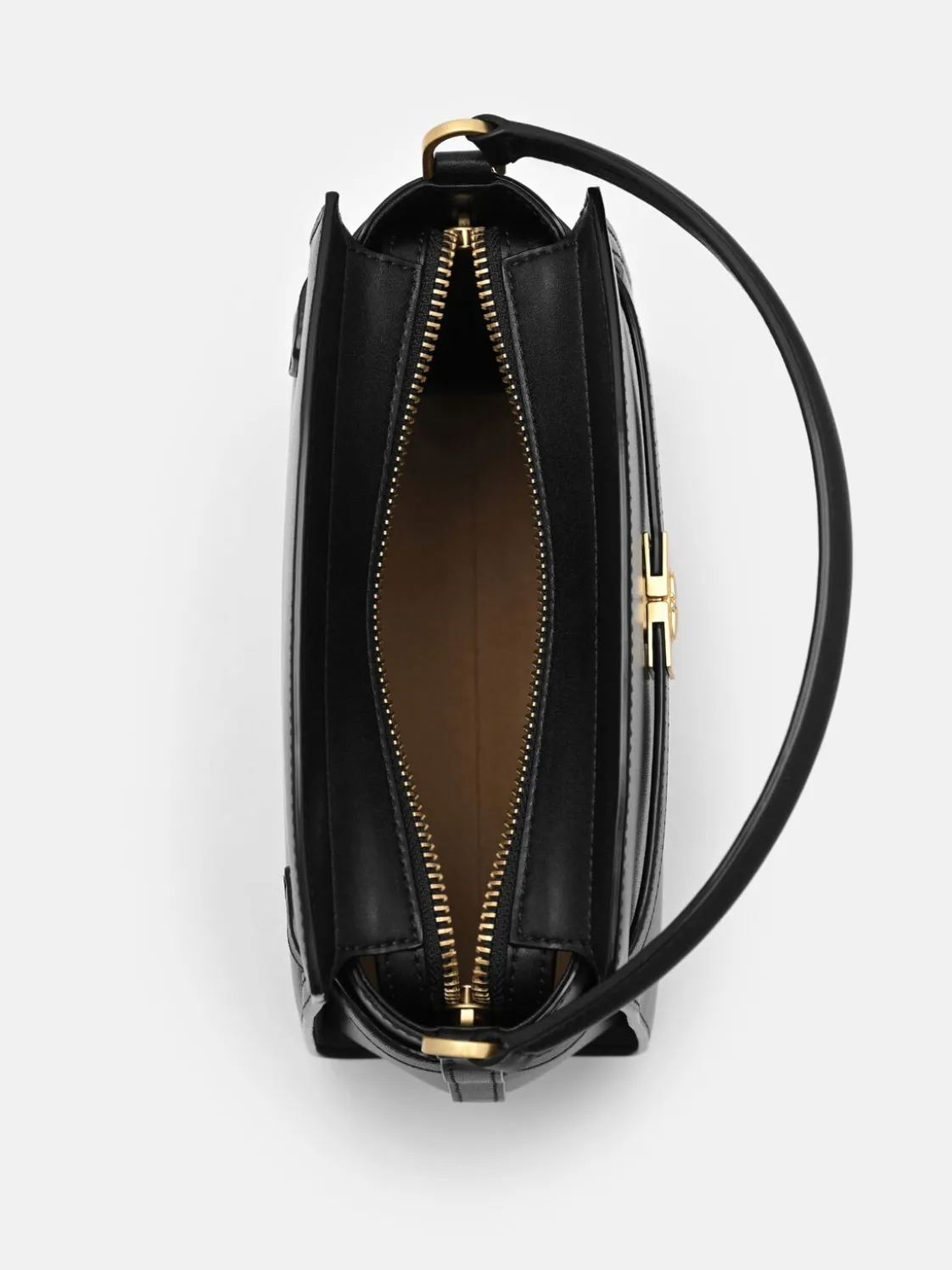 Belted Leather Handbag - Black