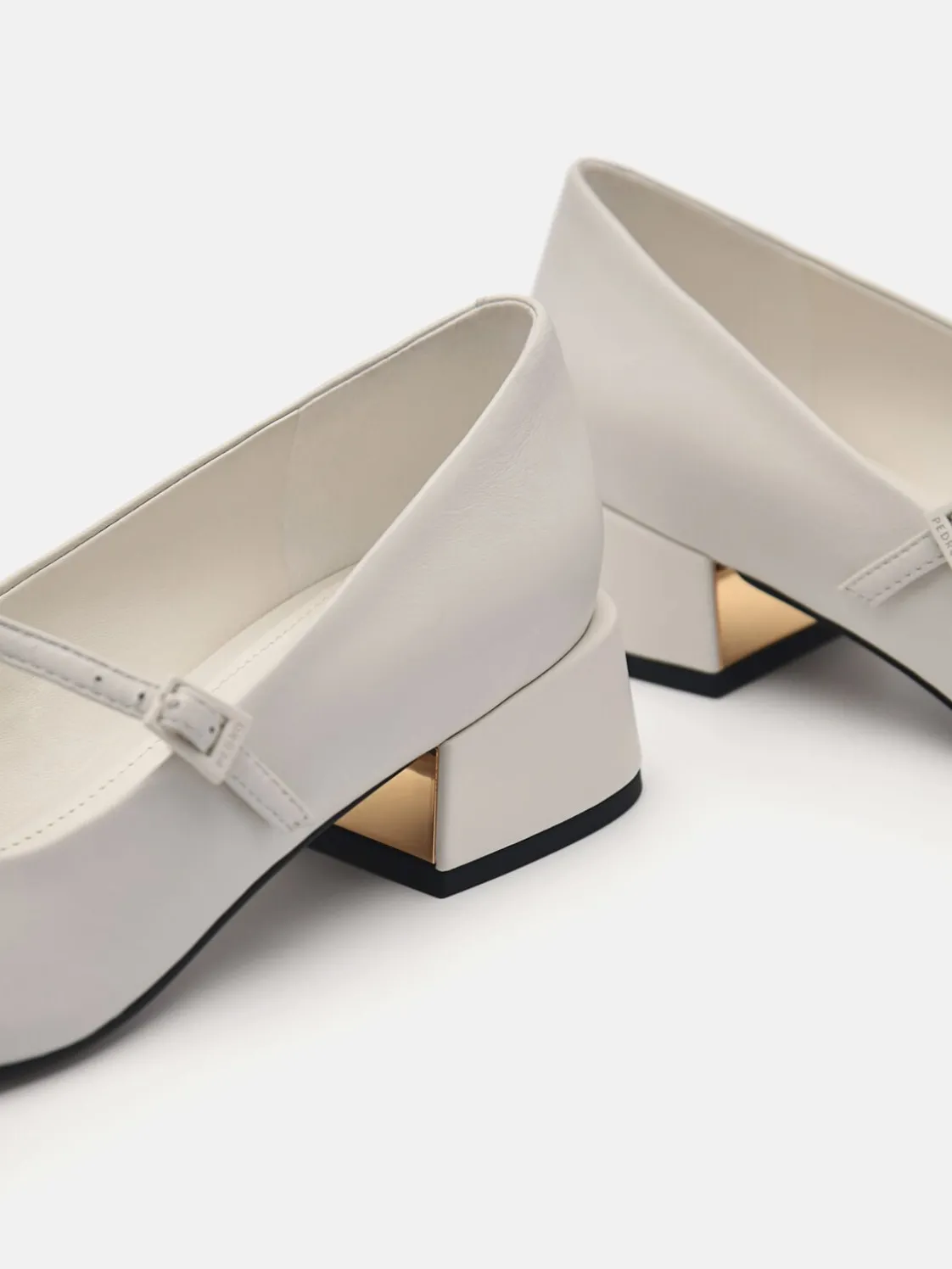 Bianca Leather Mary Jane Pumps - Chalk
