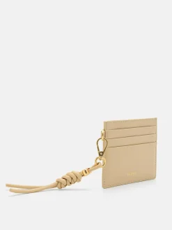 Braided Knot Leather Card Holder - Sand