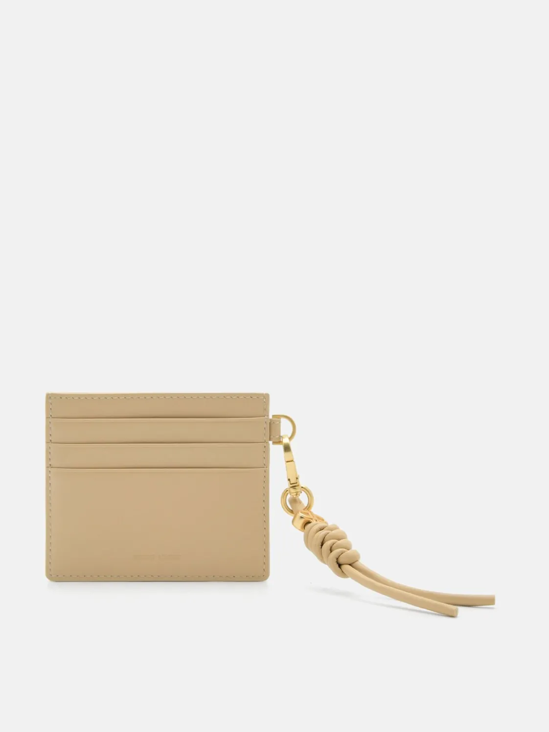 Braided Knot Leather Card Holder - Sand