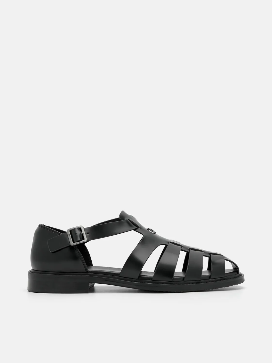 Brent Leather Caged Sandals - Black