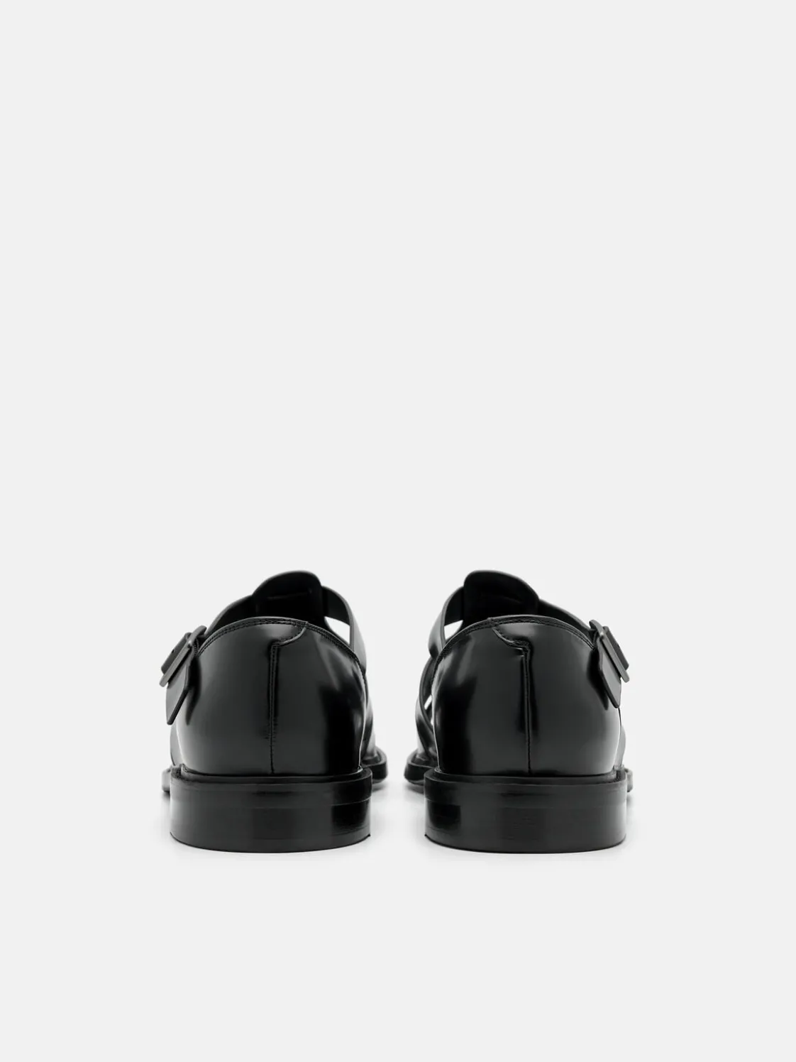 Brent Leather Caged Sandals - Black