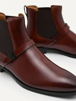 Brooklyn Leather Strapped Boots - Cognac