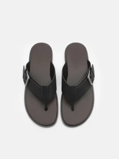 Buckle Thong Sandals - Black