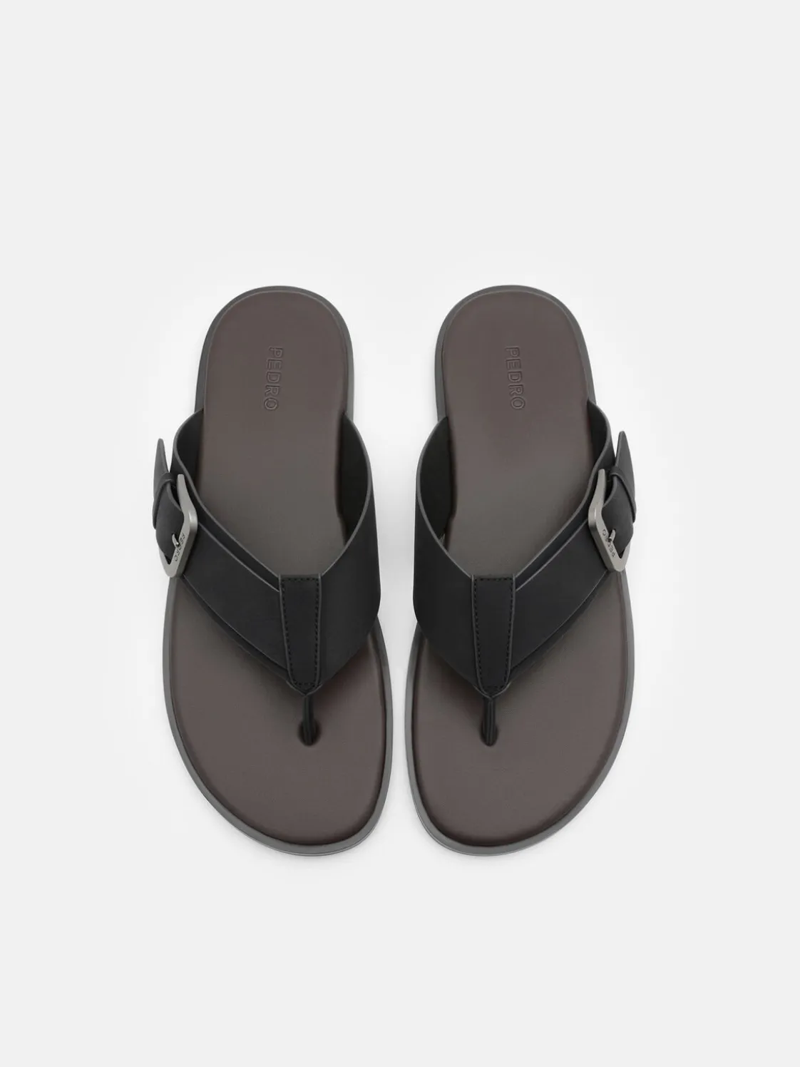 Buckle Thong Sandals - Black