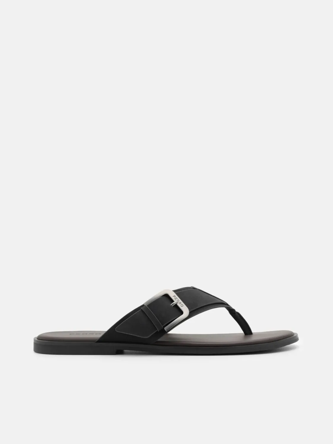 Buckle Thong Sandals - Black