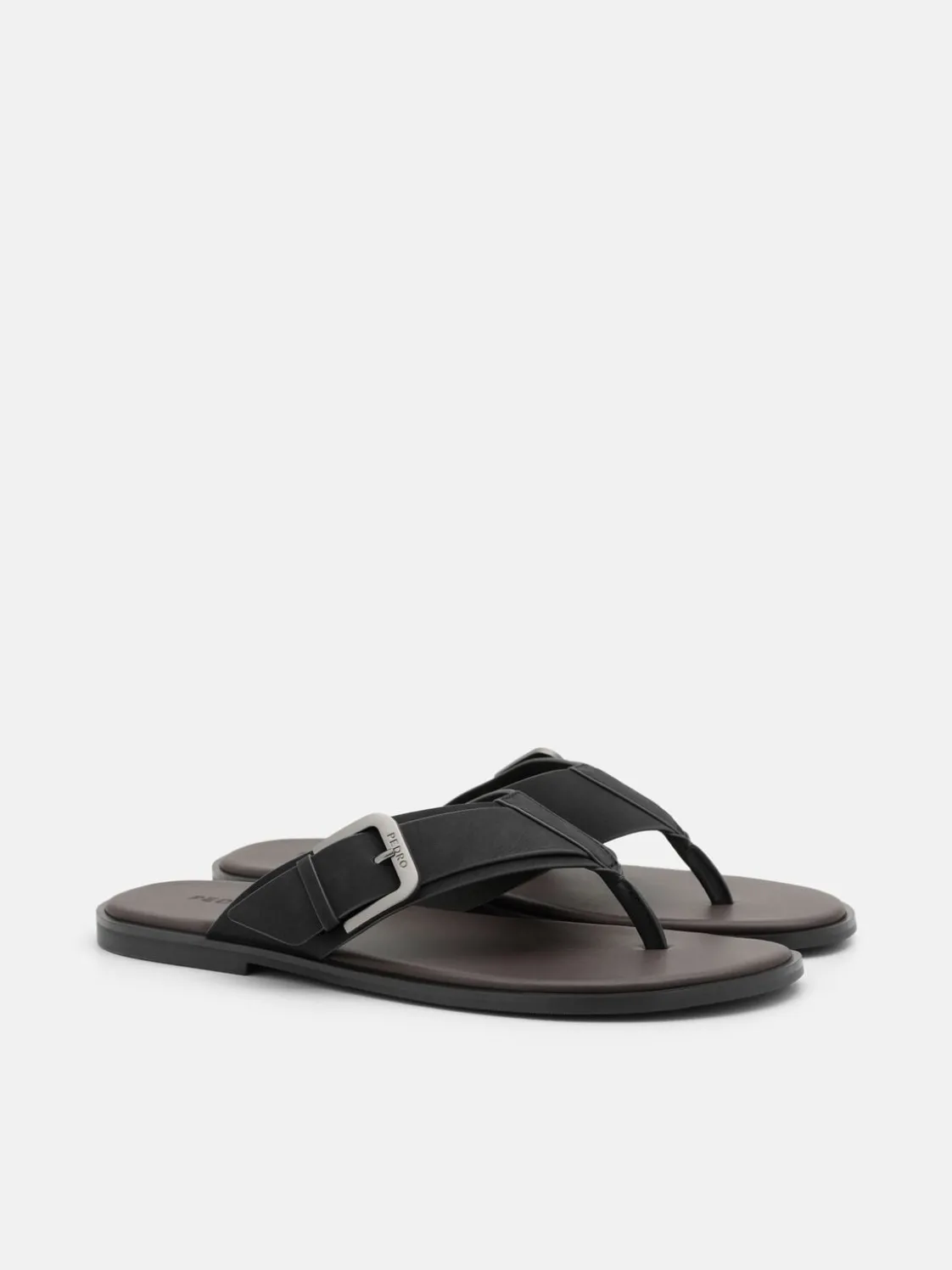 Buckle Thong Sandals - Black