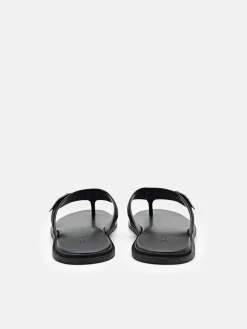 Buckle Thong Sandals - Black