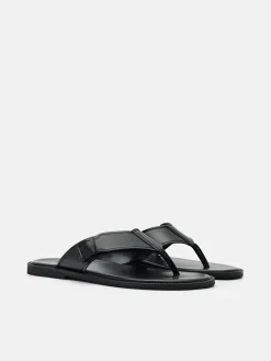 Buckle Thong Sandals - Black