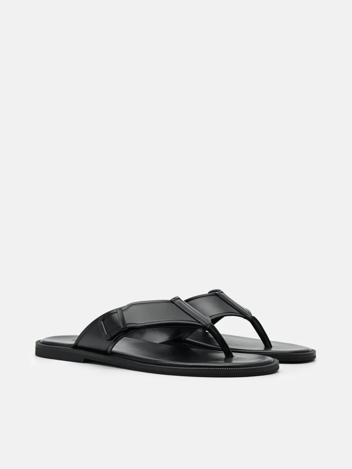 Buckle Thong Sandals - Black