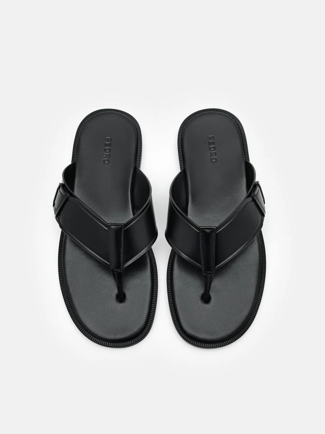Buckle Thong Sandals - Black