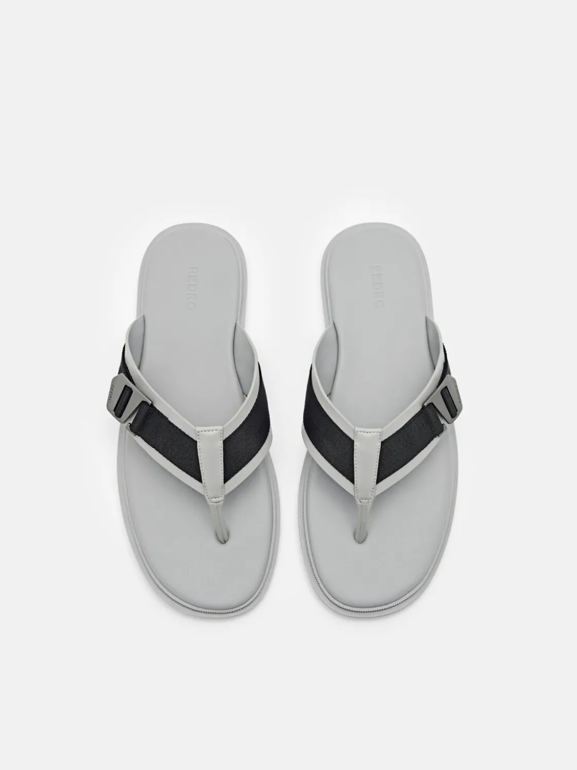 Buckle Thong Sandals - Grey