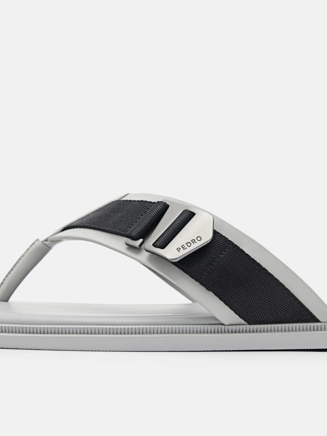 Buckle Thong Sandals - Grey