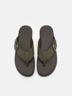 Buckle Thong Sandals - Military Green