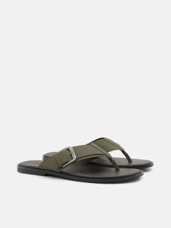Buckle Thong Sandals - Military Green