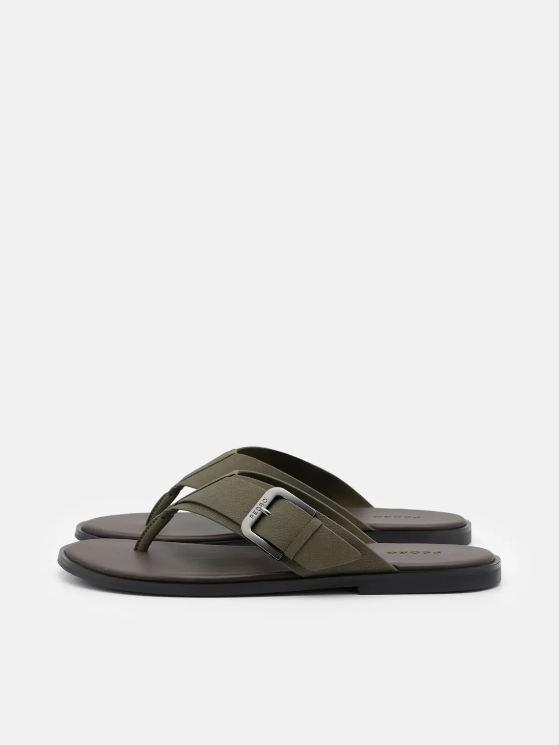 Buckle Thong Sandals - Military Green