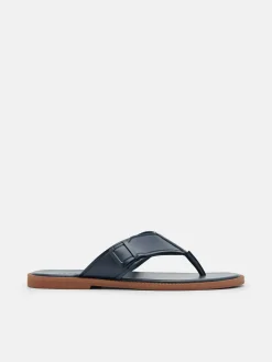 Buckle Thong Sandals - Navy